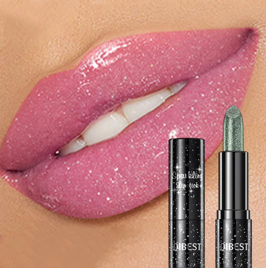 QIBEST 3 Colors Glitter Diamond Lipstick Pearlescent Metallic Color Change Lipstick Moisturizing Lip Balm Lip Stain Tint Makeup